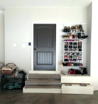 garage door shoe storage example