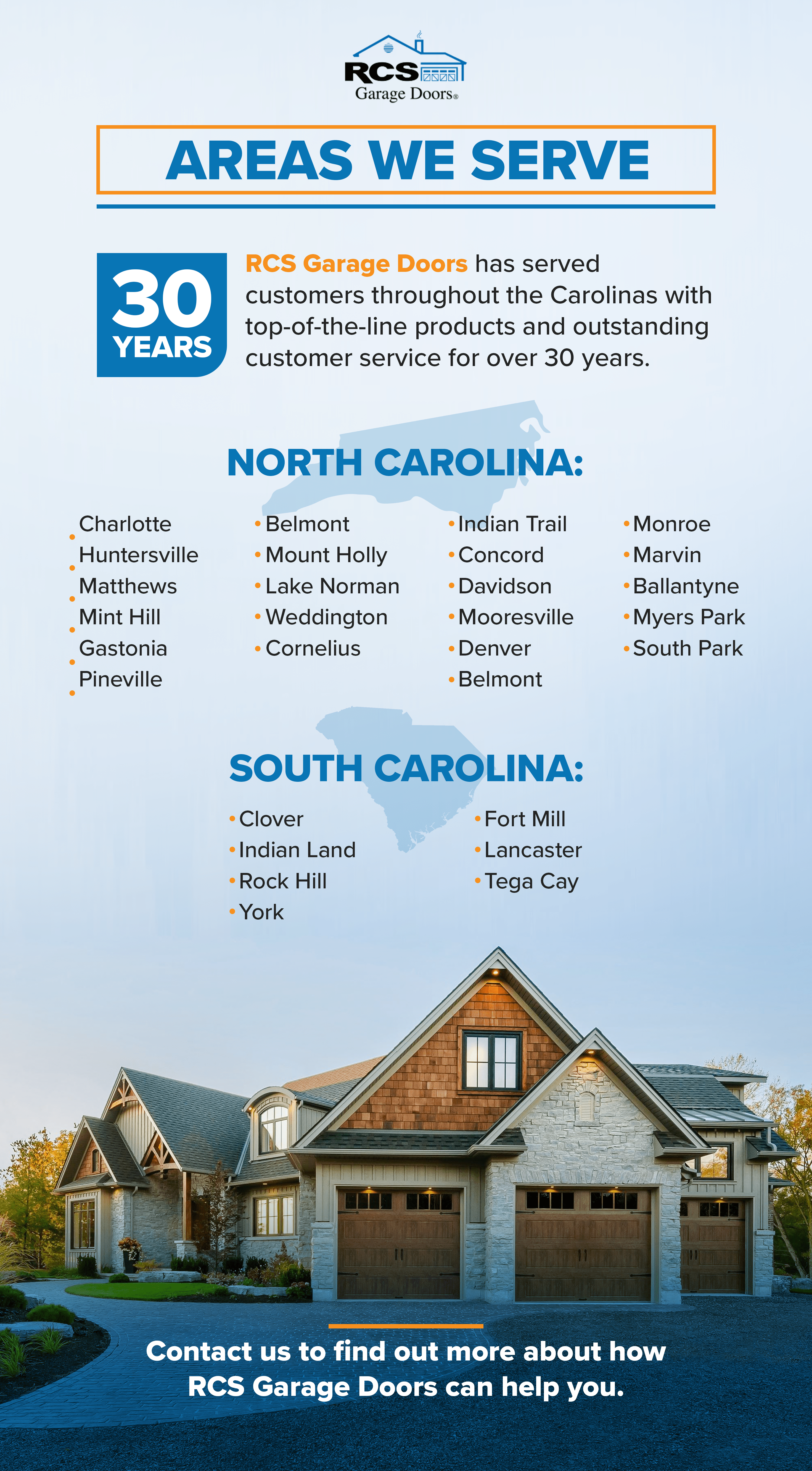 Garage Door Service Locations RCS Carolinas